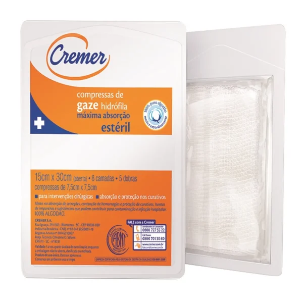 Compressa de gaze Estéril cremer 11 fios, 10 unidades
