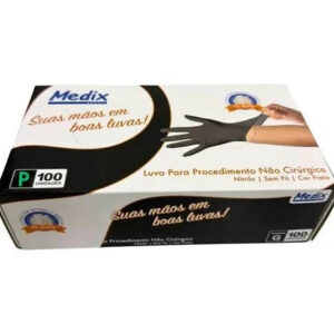 Luvas nitrílicas descartáveis (preto) - MEDIX