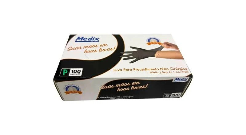 Luvas nitrílicas descartáveis (preto) - MEDIX